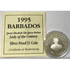 BARBADOS 1995 .ONE 1 DOLLAR . PROOF COIN . WITH C.O.A